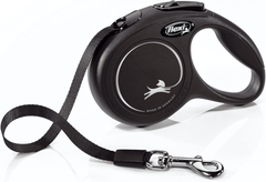 FLEXI New Classic Small Tape Retractable Dog Leash for Small Dogs Upto 26 lbs. – 10 ft., Black | Tangle Free Pet Walking Leash with One-Handed Brake, Pause, Lock|German Quality Product