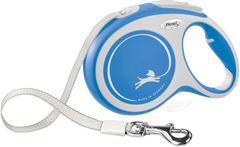 FLEXI New Comfort Retractable Dog Leash (Tape), for Dogs Up to 110 lbs, 26 ft, Blue/Pastel|German Quality Product