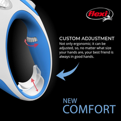 FLEXI New Comfort Retractable Dog Leash (Tape), for Dogs Up to 110 lbs, 26 ft, Blue/Pastel|German Quality Product