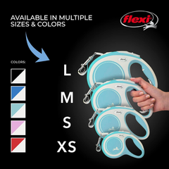 FLEXI® New Comfort Tape Retractable Dog Leash for Medium Dogs Upto 55 lbs. – 16 ft., Blue/Pastel | Tangle Free Pet Walking Leash with One-Handed Brake, Pause, Lock |German Quality Product