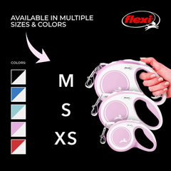 FLEXI® New Comfort Tape Retractable Dog Leash for Medium Dogs Upto 55 lbs. – 16 ft.,Pink/Rose | Tangle Free Pet Walking Leash with One-Handed Brake, Pause, Lock |German Quality Product