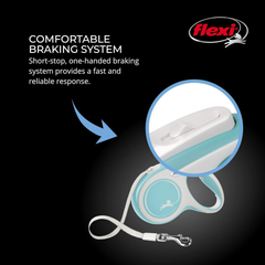 FLEXI New Comfort Retractable Dog Leash (Tape), Ergonomic, Durable and Tangle Free Pet Walking Leash for Dogs Up to 132 lbs, 16 ft, Large, Blue/Pastel