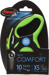 FLEXI New Comfort Retractable Dog Leash (Tape), 10 ft, Green