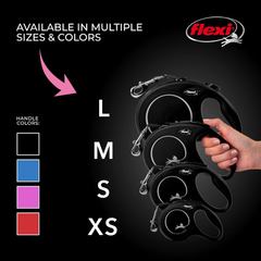 FLEXI New Classic Tape Retractable Dog Leash for Medium Dogs Upto 55 lbs. – 16 ft., Black | Tangle Free Pet Walking Leash with One-Handed Brake, Pause, Lock|German Quality Product
