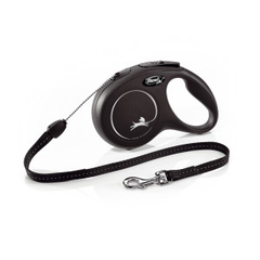 FLEXI New Classic Tape Retractable Dog Leash for Medium Dogs Upto 55 lbs. – 16 ft., Black | Tangle Free Pet Walking Leash with One-Handed Brake, Pause, Lock|German Quality Product