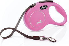 FLEXI New Classic Tape Retractable Dog Leash for Small Dogs Up to 33 lbs. – 16 ft., Pink Tangle-Free Pet Walking Leash with One-Handed Brake, Pause, Lock German Quality Product