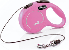 FLEXI New Classic Cord Retractable Dog Leash for Small Dogs up to 18 lbs. – 10 ft., Pink | Tangle-Free Pet Walking Leash with One-Handed Brake, Pause, Lock|German Quality Product