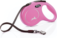FLEXI New Classic Tape Retractable Dog Leash for Medium Dogs Upto 55 lbs. – 16 ft., Pink | Tangle Free Pet Walking Leash with One-Handed Brake, Pause, Lock | German Quality Product