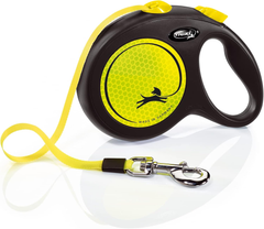 FLEXI New Neon Tape Retractable Dog Leashes for Large Dogs Upto 110 lbs. – 16 ft., Neon Yellow/Black | Tangle Free Pet Walking Leash with One-Handed Brake, Pause, Lock|German Quality Product