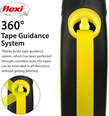 FLEXI New Neon Tape Retractable Dog Leashes for Large Dogs Upto 110 lbs. – 16 ft., Neon Yellow/Black | Tangle Free Pet Walking Leash with One-Handed Brake, Pause, Lock|German Quality Product