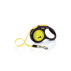 FLEXI New Neon Tape Retractable Dog Leashes for Large Dogs Upto 110 lbs. – 16 ft., Neon Yellow/Black | Tangle Free Pet Walking Leash with One-Handed Brake, Pause, Lock|German Quality Product