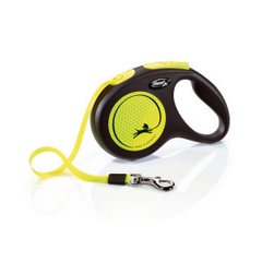 FLEXI New Neon Tape Retractable Dog Leashes for Large Dogs Upto 110 lbs. – 16 ft., Neon Yellow/Black | Tangle Free Pet Walking Leash with One-Handed Brake, Pause, Lock|German Quality Product