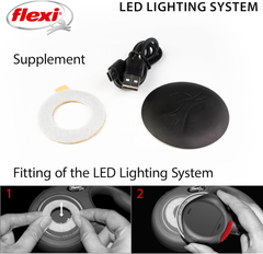 FLEXI LED Lighting System for flexi Retractable Leashes with Rechargeable Battery - Splashproof - Black