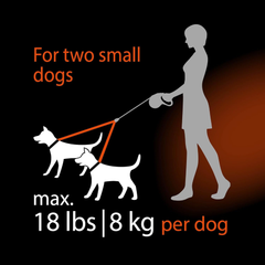 FLEXI New Classic Cord Retractable Double Dog Leash for Small Dogs Upto 18 lbs. – 16 ft., Black | Tangle Free Pet Walking Leash with One-Handed Brake, Pause, Lock