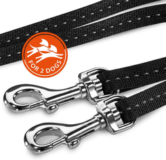 FLEXI New Classic Cord Retractable Double Dog Leash for Small Dogs Upto 18 lbs. – 16 ft., Black | Tangle Free Pet Walking Leash with One-Handed Brake, Pause, Lock