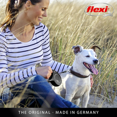 FLEXI New Classic Cord Retractable Double Dog Leash for Small Dogs Upto 18 lbs. – 16 ft., Black | Tangle Free Pet Walking Leash with One-Handed Brake, Pause, Lock