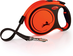 FLEXI Xtreme Tape Retractable Dog Leash for Large Dogs Upto 121 lbs. – 26 ft., Orange/Black | Tangle Free Pet Walking Leash with One-Handed Brake, Pause, Lock | German Quality Product