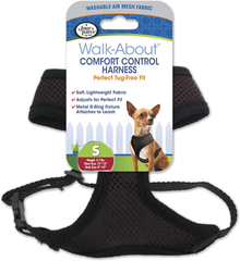 Four Paws Walk-About Comfort Control No-Pull Harness for Dogs, Adjustable Soft Padded Breathable Air Mesh Dog Vest for Walking, Black