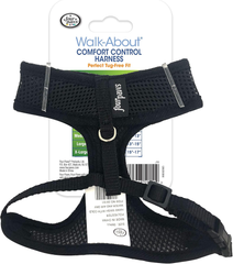 Four Paws Walk-About Comfort Control No-Pull Harness for Dogs, Adjustable Soft Padded Breathable Air Mesh Dog Vest for Walking, Black