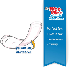 Four Paws Wee-Wee Super Absorbent Disposable Dog Potty Training Liner Pads for Reuseable Diapers, Leak-Proof Protection for Puppies and Dogs