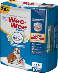 Four Paws Wee-Wee Odor Control with Febreze Freshness Pee Pads for Dogs & Puppies, Leak-Proof Dog Housebreaking Potty Training Floor Protection, Spring Fresh Scent