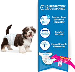 Four Paws Wee-Wee Super Absorbent Disposable Adjustable Dog Potty Training Diapers, Leak-Proof Protection for Puppies and Small Dogs