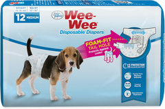 Four Paws Wee-Wee Super Absorbent Disposable Adjustable Dog Potty Training Diapers, Leak-Proof Protection for Puppies and Small Dogs