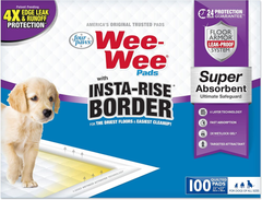 Four Paws Wee-Wee Super Absorbent Unscented Pee Pads for Dogs & Puppies with Insta-Rise Border, Leak-Proof Dog Housebreaking Potty Training Floor Protection