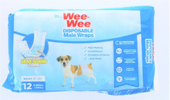 36 Pack of Wee-Wee Products Disposable Male Dog Wraps