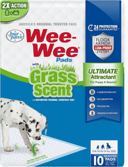 Four Paws Wee-Wee Ultimate Attractant Grass Scented Pee Pads for Dogs & Puppies, Leak-Proof Dog Housebreaking Instinctive Potty Training Floor Protection