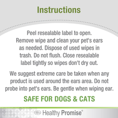 Four Paws Healthy Promise Grooming Soothing Pet Ear Cleaning Wipes, Odor Reducing & Itch Relief