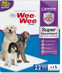 Four Paws Wee-Wee Super Absorbent Unscented Pee Pads for Dogs & Puppies with Insta-Rise Border, Leak-Proof Dog Housebreaking Potty Training Floor Protection