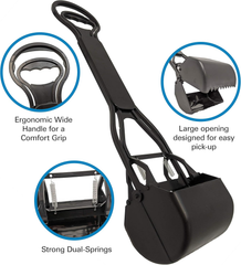 Four Paws Allen's Spring Action Dog Scooper For Grass Standard Black