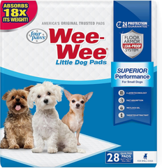 Four Paws Wee-Wee Superior Performance Unscented Little Pee Pads for Small Dogs, Leak-Proof Dog Housebreaking Potty Training Floor Protection