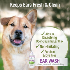 Four Paws Healthy Promise Grooming Soothing Pet Ear Wash Cleaner for Dogs and Cats, Odor Reducing & Itch Relief
