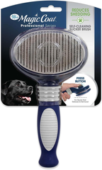 Four Paws Slicker Brush, Professional Series Grooming Brush for Dogs & Cats, Self-Cleaning, Reduces Shedding, All Coat Types, Blue & Grey