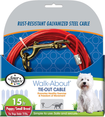 Four Paws Puppy Dog Tie Out Cable Red Puppy