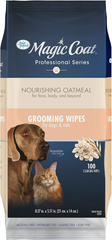 Four Paws Magic Coat Professional Series Nourishing Oatmeal Cat and Dog Grooming Wipes - Fresh Peach Scent