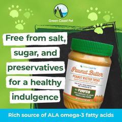 Natural Peanut Butter for Dogs Safe - 100% Healthy Dog Treats - No Sugar, Xylitol Free, Digestive Support - Puppy Dog Peanut Butter with Pumpkin