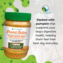 Natural Peanut Butter for Dogs Safe - 100% Healthy Dog Treats - No Sugar, Xylitol Free, Digestive Support - Puppy Dog Peanut Butter with Pumpkin