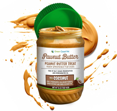 Natural Peanut Butter for Dogs Safe - 100% Healthy Dog Treats - No Sugar, Xylitol Free, Digestive Support - Puppy Dog Peanut Butter with Coconut