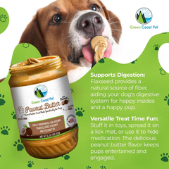 Natural Peanut Butter for Dogs Safe - 100% Healthy Dog Treats - No Sugar, Xylitol Free, Digestive Support - Puppy Dog Peanut Butter with Coconut
