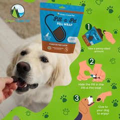Pill-a-Pet Pill Wrap for Dogs Peanut Butter Flavor | Made in USA | Probiotics