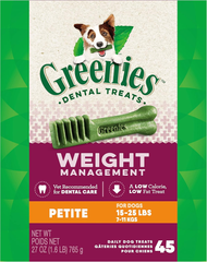 Greenies Weight Management Petite Natural Dog Dental Care Chews Weight Control Dog Treats