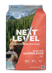 Next Level Super Premium Dog Food – Grain Free Salmon River – Dry Kibble for Dogs at All Life Stages of All Breeds – 28% Protein, Fish and Sweet Potato, Gluten Free Grains