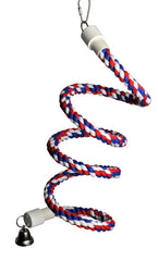A&E CAGE Company Happy Beaks Cotton Rope Boing with Bell Bird Toy