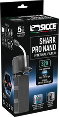 Sicce Shark Pro Nano Internal 85 GPH Aquarium Power Filter up to 20 Gallon Aquariums | Quiet Spray Bar Mini Fish Turtle Pond Tank