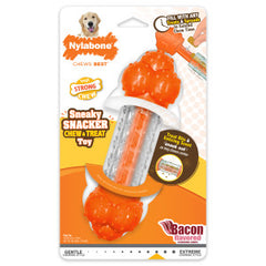 Nylabone Strong Chew Sneaky Snacker Treat Toy for Dogs, Interactive Dog Enrichment Chew Toys, Bacon Flavor