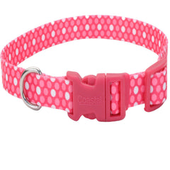 Coastal Pet Styles Adjustable Dog Collar - Stylish Patterned Fabrics - Snap-Lock Buckle - Adjustable Dog Collar - for Small, Medium or Large Dogs - Pink Dots