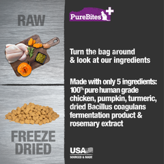 PureBites+ Freeze Dried Cat Treats | Gut & Digestion | 5 Ingredients | Made in USA